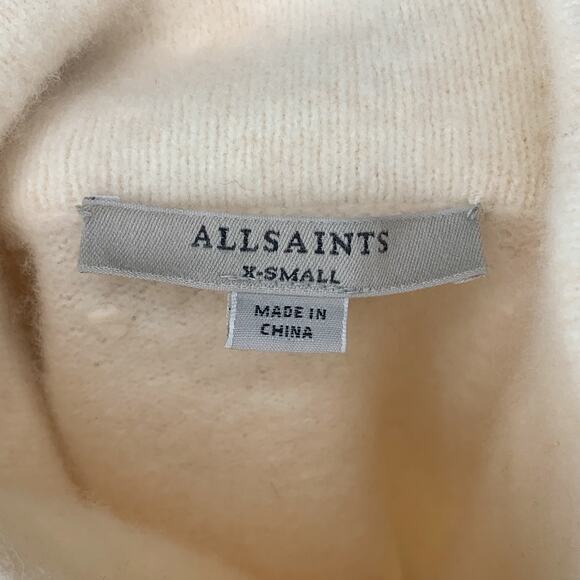 Allsaints Ivory White Cream Lock Roll Neck Asymmetric Wool Turtleneck Sweater - Picture 11 of 12